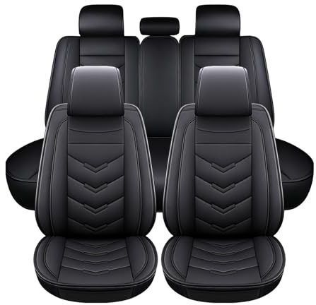 Ufgwhirl Auto Sitzbezug für Dacia Duster 2000-2026,PU Leder Komplettset Auto-Schonbezüge,Kratzfest Innenraum,Wasserdichter und Atmungsaktiver,Schwarz