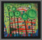 Hundertwasser Blobs Grow in Beloved Gardens Poster Kunstdruck Bild im Alu Rahmen in Champagne 48x48cm