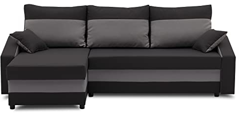 Sofini Ecksofa Hewlet mit Schlaffunktion! Best Ecksofa! Eckcouch mit Bettkasten! (Haiti 17+ Haiti 14)