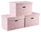 PRANDOM Faltbare Aufbewahrungsboxen mit Deckel,Rosenmuster Stoff dekorative Aufbewahrungskörbe,Würfel,Organizer Behälter,Schlafzimmer,Schrank,Wohnzimmer,Rosa(3 Stück) 38x25x25cm