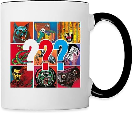 Spreadshirt Die Drei Fragezeichen Covermotive Tasse Zweifarbig, One size, Weiß/Schwarz