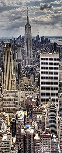 A.Monamour Sticker Porte Autocollant Poster De Porte 3D Vue sur Les Gratte-Ciel De Manhattan New York Vinyle Affiche De Porte Sticker Mural Papier Peint Art Décor 77 x 200 cm