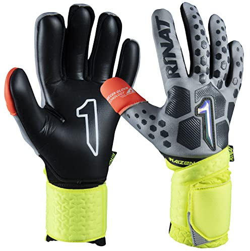Rinat Kaizen Alpha Torwarthandschuhe, Erwachsene, Unisex, Grau/Gelb, 10