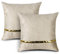 Artscope 2er Set Kissenbezug für Sofa Auto Schlafzimmer Luxuriöser Moderne Minimalist Goldenen Ledernähten Wellenstreifen Dekokissen Kissenhülle Kissen Fall 40x40cm (Beige)