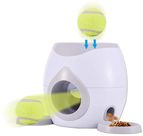 BTSEURY Automatische Pet-Feeder-Fetch-Tennisball, Hundetraining-Spielzeug, interaktive Wurf-Ballmaschine (Tennis-Feeder + 2 Tennisbälle + 1 Schaufel)