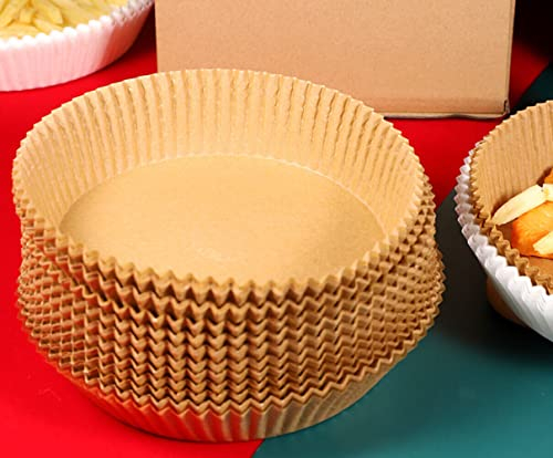EliteKoopers 300Pcs Brown Round Disposable Air Fryer Liner Parchment Paper for Non Stick, Oil-Proof, Baking Roasting