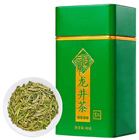Septpenta Thé Vert Dragon Well, Thé Longjing, Emballage Délicat, Fort Arôme de Thé, Longjing Chinois Parfait pour Offrir en Cadeau, Thé du Matin, Thé de L'après Midi et Fêtes (sans Assiette)
