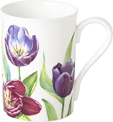 IHR - BOB 987190 - Kaffee Becher, Tulip Meadow, weiß, Porzellan, Bone China, 10,5cm x 8cm, spülmaschinen- und mikrowellengeeignet