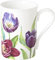 IHR - BOB 987190 - Kaffee Becher, Tulip Meadow, weiß, Porzellan, Bone China, 10,5cm x 8cm, spülmaschinen- und mikrowellengeeignet