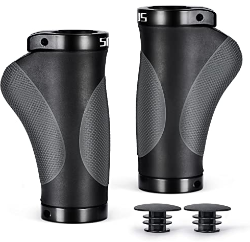 PRUNUS Fahrradgriffe Ergonomisch Kurz, Fahrradgriffe Drehgriffschaltung, 22mm Fahrrad Griffe/Lenkergriffe mit Doppel-Lock-On-Design, Fahrradlenker Griffe für MTB,Rennrad,BMX,Scooter u.s.w.