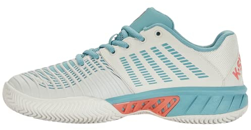 K-Swiss Performance Damen Express Light 3 HB Tennis Shoe, Blanc de Blanc/Nile Blue/Desert Flower, 39.5 EU