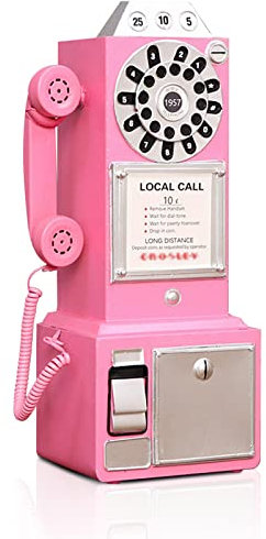 Telefono antico – Modello di telefono fisso con quadrante rotante, stile vintage, classico, decorazione da parete, decorazione per bar, bar, finestra, stand – 24 cm di lunghezza x 16 cm di larghezza x