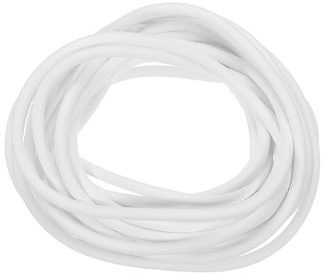 QUARKZMAN Silikon-Schaum-Dichtungsstreifen, 4 mm Durchmesser, 6 Meter lang, Schwammgummi-Wetterdichtungsstreifen, runder Gummikordel, massiv für Maschinen und Industrie, weiß