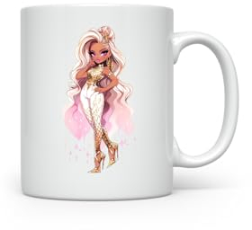 MAXIKIWI - Tasse à café ou à thé en céramique lisse et durable pour la maison ou le bureau – Parfait pour toutes les occasions – Glam Lady – 300 ml, C3M026419