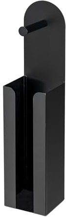 WENKO Porte-Papier Toilette 2 en 1 Agira Noir | Support Papier WC avec réserve pour 3 Rouleaux | Montage sans perçage Turbo-Loc | Métal Acier | DIM (l x h x p) 12 x 54 x 11 cm