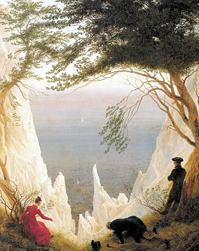 DTAUPREB Malen-nach-Zahlen-Set für Anfänger Kreidefelsen auf Rügen Caspar David Friedrich DIY-Ölgemälde digitales Malen-nach-Zahlen-Set auf Leinwand