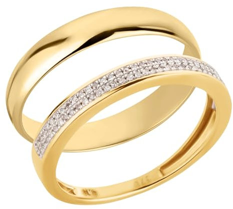 Ardeo Aurum Trauringe Paar aus 375 Gold Gelbgold mit 0,10 ct Diamanten