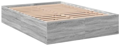 vidaXL Bettgestell, Bett Doppelbett für Schlafzimmer, Bettrahmen mit Lattenrost, Schlafzimmerbett Modernes Design, Grau Sonoma 140x200cm Holzwerkstoff