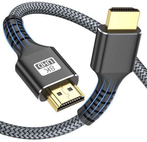 looyotul 8k Cable HDMI 3m ultra alta velocidad HDMI 2.1 Cable 8K@60HZ 4K@120HZ Línea 48 Gbps para tvad,ps4,ps5,Monitor laptop,xbox,hdcp 2.2 y 2.3,soporte hdr,earc,ethernet,dolby.(Negro)