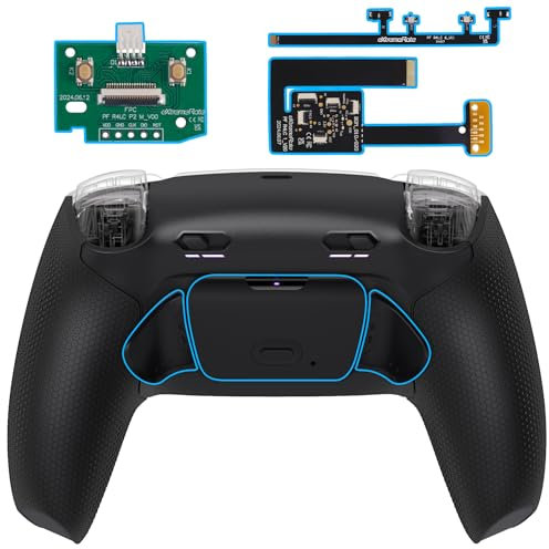 eXtremeRate Rise Plus MAX Remap Kit für ps5 Controller BDM-010/020, Custom Gummiert Griff Rückgehäuse & Programmierbare Back Paddles & Clicky Trigger Stops Kit für ps5 Controller–Schwarz