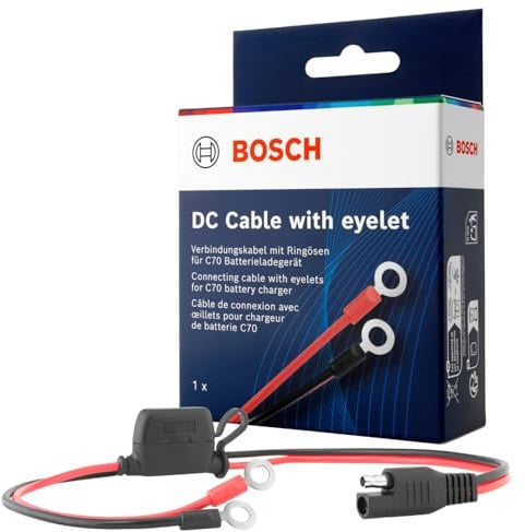 Bosch Automotive Bosch Verbindungskabel für Batterieladegeräte - Batteriekabel mit Ringösen und 40 A-Sicherung - Ersatzteil in Originalqualität - M6-Ösen, 52 cm Kabel - 0189999271