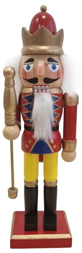 Logbuch-Verlag Nussknacker-König 25 cm – Holzfigur mit Krone, Bart & Zepter – Weihnachtsdeko zum Hinstellen im klassischen Stil