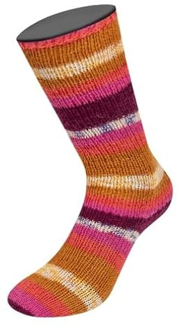 LANA GROSSA Meilenweit 100 Aktion | Sockenklassiker, bedruckt und waschmaschinenfest | Handstrickgarn aus 75% Schurwolle & 25% Polyamid | 100g Wolle zum Stricken & Häkeln | 420m Garn FB 3012