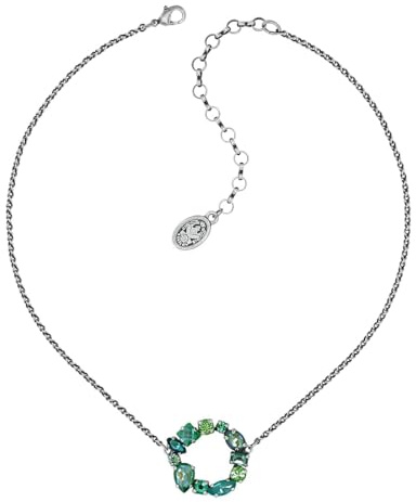 Konplott: Collier Mess to Impress round, aufwendiges Collier mit großem rundem Kristallelement im Farben- und Formenmix, für Damen/Frauen