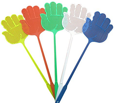 Brand New LIGHTWEIGHT, LONG & LARGE HANDLED FLY SWATTERS with Hang-Hole For Pest Control Bee Mosquito Bug Flying Insect Catcher WASP Killer Zapper Plastic Coloured Hand Shaped