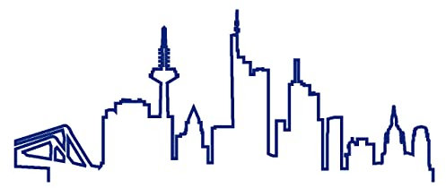 Skyline4u Frankfurt Skyline Silhouette Wandtattoo Kontur 30 x 12,5cm königsblau