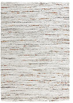 Mint Rugs Delight Teppich Hochflor Wohnzimmer-Teppich Weich Flauschig Langflor Shaggy Flokati Boho Streifen-Design Meliert für Kinderzimmer Schlafzimmer Küche Flur Creme Grau 160x230 cm