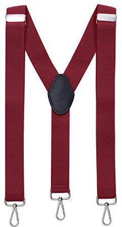 MASADA Herren Hosenträger mit robusten Karabiner Verschluss stufenlos verstellbar 3,5 cm breit und bis zu 195 cm Körpergröße - Bordeaux