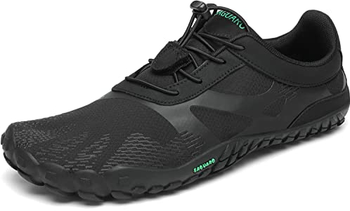 SAGUARO Barfußschuhe Herren Damen Barfussschuhe Traillaufschuhe Zehen Training Fitnessschuhe Outdoor Barfuss Wanderschuhe Atmungsaktiv Schnell Trocknend Badeschuhe, Tinte schwarz, 44 EU