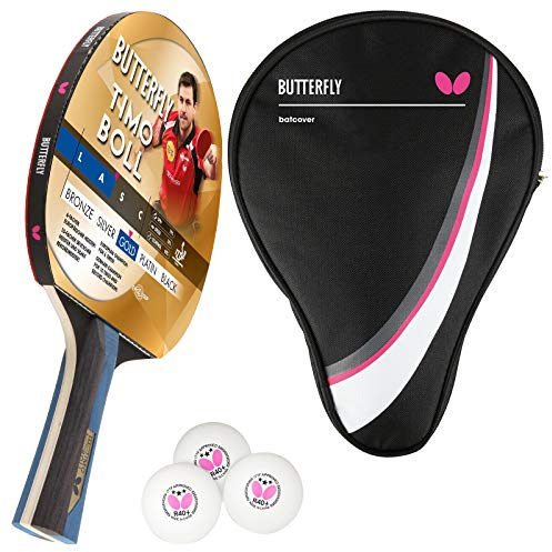 Butterfly® Timo Boll Gold Tischtennisschläger | Tischtennis Racket Bat TT Profi Wettkampfschläger für geüpte Spieler | hohe Qualität | ITTF zertifizierter Pan Asia Belag | konkave Griffform