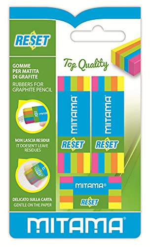 Mitama Radiergummi aus Öko-Material, Regenbogen, groß, Bl. 2+1 Stück