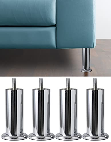 IPEA 4 Pieds de Meuble et Canapé modèle Aigue-Marine - Lot de 4 Pieds en Métal - Pieds au Élégante Design pour Fauteuils et Armoires - Couleur Chromé - Hauteur 120 mm