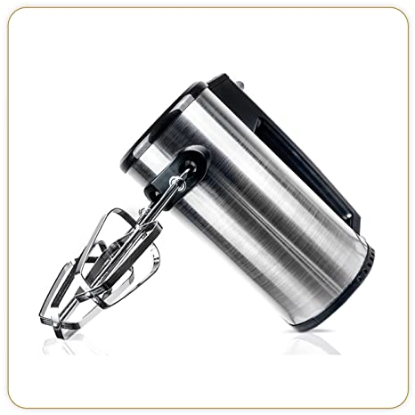 LITTLE BALANCE 8460 Elegance Edelstahl 400, Elektrischer Handmixer, 2 Schneebesen und 2 Knethaken, 400 W, Edelstahl