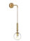 ZTTECH Globo de cristal transparente de 150 mm y metal dorado Apliques de pared Lámpara Lámpara de pared colgante para cabecera (Cristal transparente y metal dorado)