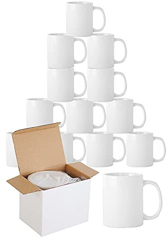Sublimation Mugs Blank 11 oz Plain White Coffee Mug with Gift Boxes, Double ORCA Coated Ceramic Mugs for Sublimation Printing Heat Press (12pcs)