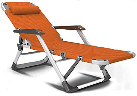 ATAAY Liege, bequem und stabil, strapazierfähig, Gartenniture-Sets, Sonnenliege, Camping-Gartenstühle, klappbar, Liegestuhl, Liege, wasserdicht, Liegen aus Metall für den Außenbereich O (Orange)
