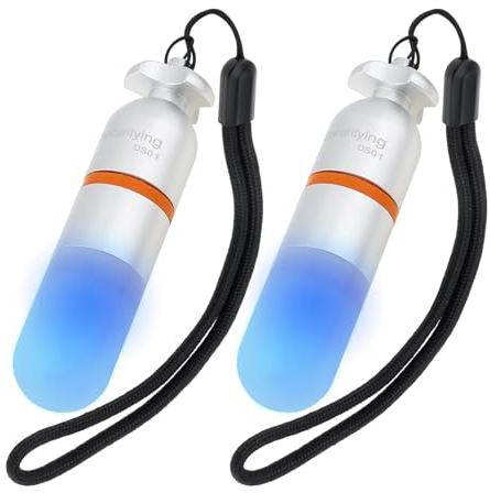 SecurityIng DS01 Mini Unterwasser-Tauchsignal-Licht, 150 m, zum Tauchen mit AAA-Batterie, 4 Farben, blinkendes Nachttauchen (Blau, 2 Stück)