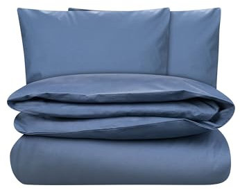 MELAWEAR Perkal Bettwäsche Set, Mehrteilig, MAJULI (Blau, 1x240x220/2x80x80 cm)