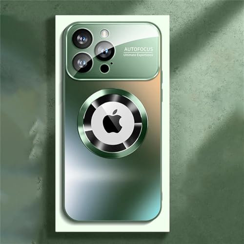 SRGDRR Coque de Protection en Verre trempé Mat pour iPhone 15 14 13 12 11 Pro Max Housse de Pare-Chocs Antichoc, Vert, pour iPhone 14 Plus
