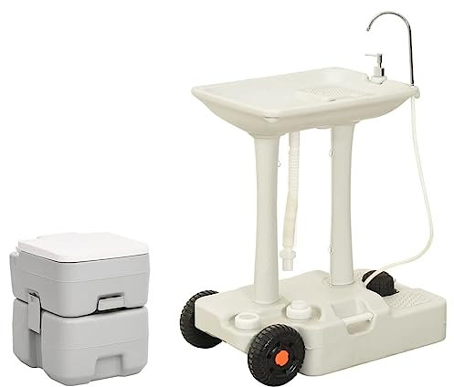 vidaXL Portable Camping Toilet and Handwash Stand Set Mobile Camp Potty