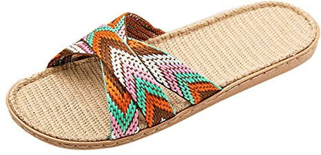 Schuhe Sommerkind Damen Winter Schuhe Leinenhausschuhe Strandhausschuhe Sommerrutschen Haushalt Damen Herren Für Damen Sandalen Bodenschuhe Damensandalen Damenschuhe 43 Herbst (Orange, 37)