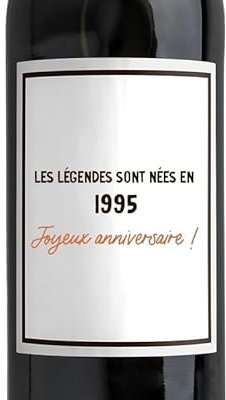 CADEAUX.COM - Bouteille De Vin Rouge Message Générique Année 1995 Personnalisé Médoc - Cadeau Personnalisable - Cadeau Anniversaire - Cadeau Homme et Femme - Cadeau Année