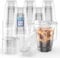 WUHUIXOZ 200 Bags of Covered and Traceless Plastic Cups, 12 OZ Transparent Plastic Cups, and Covered Straw Coffee Cups for iced Coffee, Smoothies, Milkshakes, and Cold Drinks