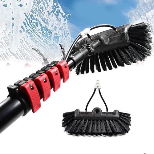 XINGSHANG 3.6-12m High Clean Teleskopstange mit Wasseranschluss,Teleskopstange mit wasserdurchlässiger 5 Flächen Bürste Profi Fensterreiniger, Ausziehbarer Reiniger Wintergartendach, (Size : 20FT/6M)