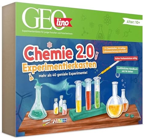 FRANZIS 67212 - GEOlino Chemie 2.0 Experimentierkasten - Mehr als 40 geniale Experimente! Für Kinder ab 10 Jahren, Mehrfabig
