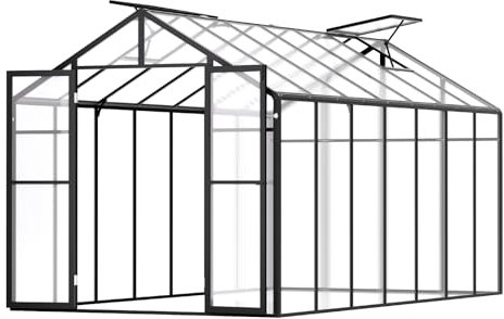 VEVOR Serra in Policarbonato 236 x 402,5 x 207 cm, Serra per Esterni con 2 Finestre di Ventilazione, Serra in Stile Padiglione con Porta a Battente, Kit Serra in Alluminio per Esterni, Giardino